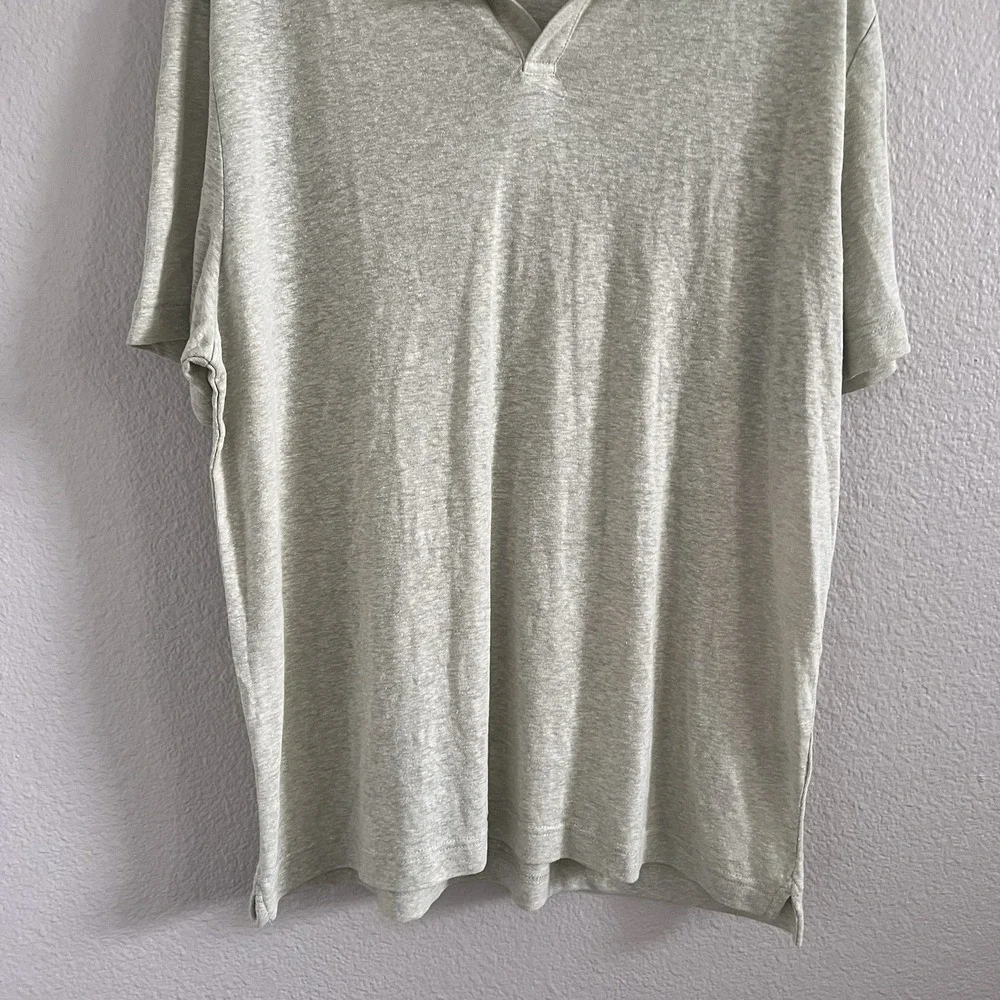 Banana Republic Factory Men's XL Linen Blend Polo Shirt Green Preppy Coastal
